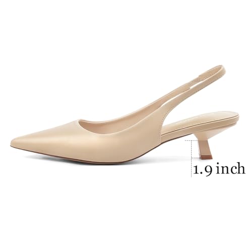 Image of JENN ARDOR Slingback Heels for Women Low Heels Dress Shoes Kitten Pumps Dressy Heeled Sandals Wide Width Fashion Casual Shoes