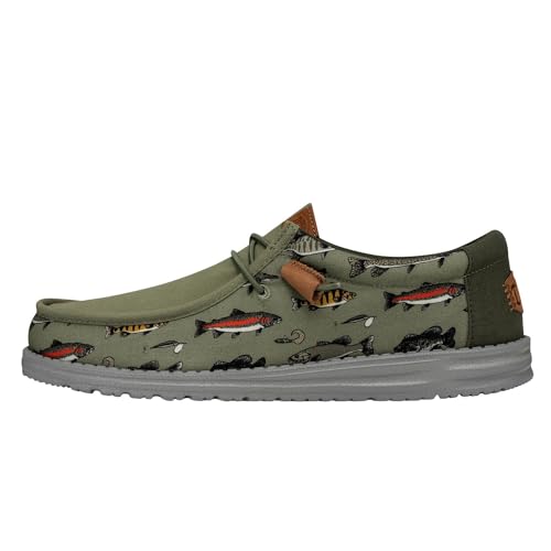 HEYDUDE Wally Fish Lure Green Size 9 | Men’s Shoes | Men's Slip-on Loafers | Comfortable & Light-Weight