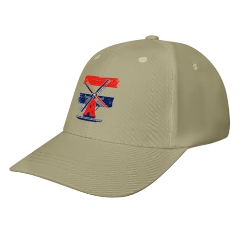 Netherlands Windmill Baseball Cap Dad Hat Adjustable Size Trucker Caps for Outdoor Activities All Seasons Beige-style