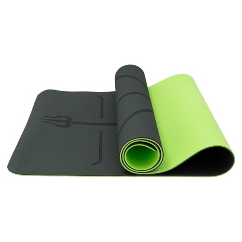 Tapete de Yoga TPE Alinhamento Mat Pilates | 183x61cm 6mm | Ecológico e Reciclável c/Linhas de Postu