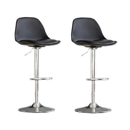 Tabourets de bar réglables jaune lot de 2 en cuir PU avec dossier confortable