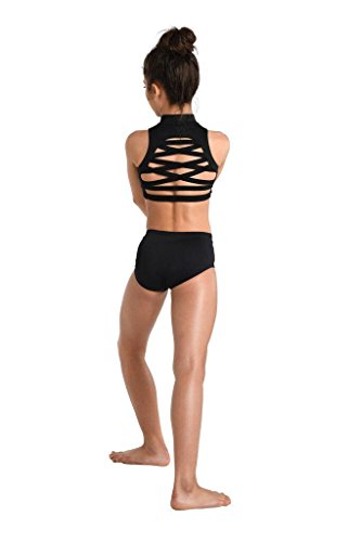 Danshuz Youth Zip Up Scuba Dance Costume Performance Top Black Youth 12-14 #TOP1