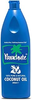 Parachute 100% Pure and Natural Coconut Oil 200ML | Non-refined | Ideal for Cooking, Hair, Mosturiser