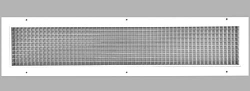 Image of 6 inch x 32 inch Cube Core Eggcrate Return Air Grille - Aluminum Rust Proof - HVAC Vent Duct Cover - White [Outer Dimensions: 8.75 inchw X 34.75 inchh]