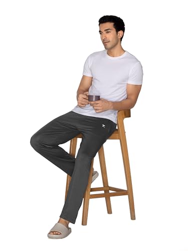 Image of XYXX Athleisure Men's Cotton Modal Track Pant | Antimicrobial Peach Finish | Solid Ace Regular Fit Casual Lounge Pant with Zipper Pocket