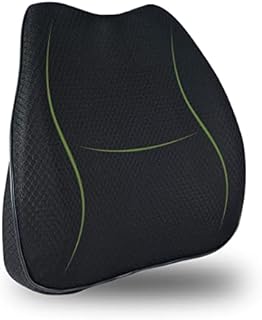 Big Ant 2-in-1 Lumbar Support Pillow for Office Chair, Car, Truck, Recliners, 16×13×3.5 Inches Memory Foam Wedge Back Cushion (Black)