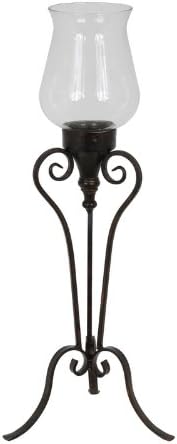 Privilege International 18308 Iron and Glass Floor Hurricane, Small