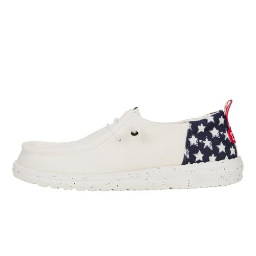 HEYDUDE Wendy Funk Americana Stars White/Navy Blazer Size 10, Women’s Shoes, Women’s Slip-on Loafers, Comfortable & Light-Weight