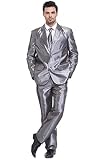 Traje de Fiesta para Hombre, Color sólido, Traje de Ocio para Fiesta de Halloween con Corbata y Pantalones Gris S