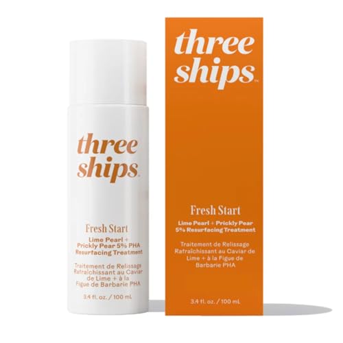 Three Ships - Fresh Start Lime Pearl + Prickly Pear 5% PHA Resurfacing Treatment | Exfoliate, Smooth, Hydrate Skin | Cruelty-Free, Vegan, Paraben-Free, Sensitive Skin Safe (3.4 oz | 100 mL)