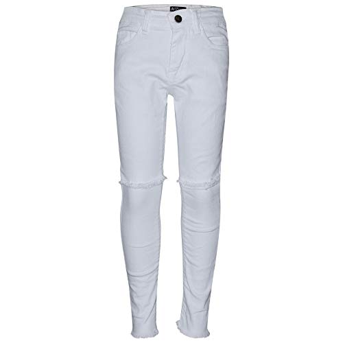 Kids Girls Stretchy Denim Ripped Faded Skinny - Jeans JN33 White._5-6
