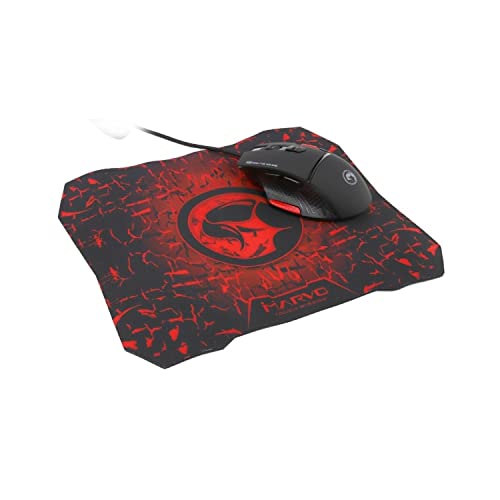 Marvo Scorpion M355 Gaming Mouse and G1 Mouse Pad, USB, Ergonomic design with 7 Colour LED, 5 Adjustable levels up to 6400 DPI, Gaming Grade Optical Sensor with 9 Programmable Buttons