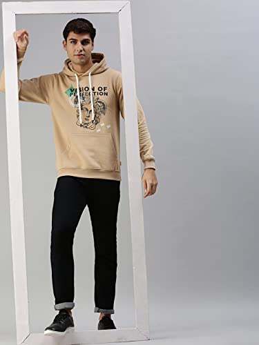 Image of Veirdo Cotton Fleece Regular Fit Full Sleeve Hooded Sweatshirt Front and Back Graphic Printed Jumper Hoodie for Men