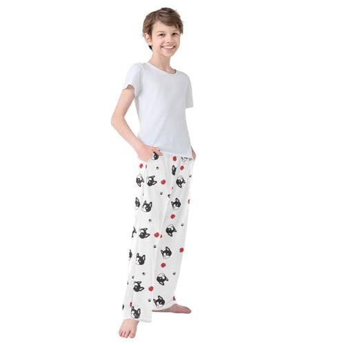 Boys' Pants French Bulldog Paw Footprint Fruit Long Bottoms Jogger Pants Elastic Waist Trousers with Pockets S-XL4