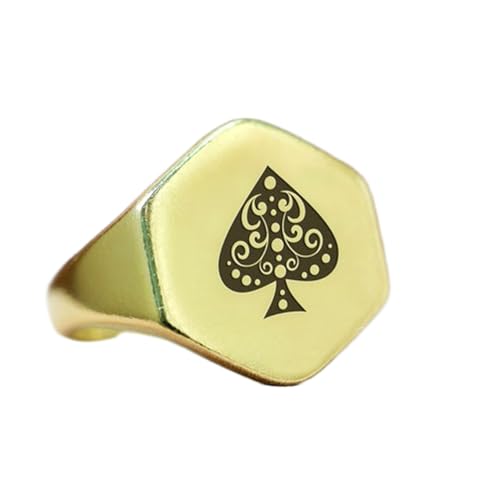 Bague de poker en argent 925 doré de forme hexagonale élégante