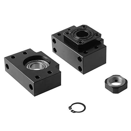 ANWOKIT 2pcs Ballscrew End Supports 1pcs BK20 Fixed Side + 1pcs BF20 for CNC Router Parts RM / SFU2505 Ballscrew 2505 Ball Screw Bearing Block Bracket