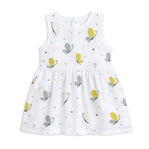 Image of The Boo Boo Club Girls Cotton Muslin Printed Dress | Short Sleeve Knee-Length Summer Girls Frock | Soft Breathable