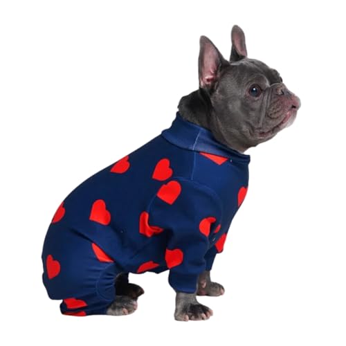 Spark Paws Hundepyjama, ultraweich und 4-Wege-Stretch, Erholungsanzug nach Operation, Schlafanzug Onesie für Kleine, Mittlere und Große Hunde - Hearts - XL