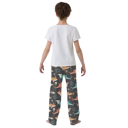Trick Or Treat Shark Boys Long Pants Soft Trousers Elastic Waist Kids Lounge Bottoms with Pockets S-XL3
