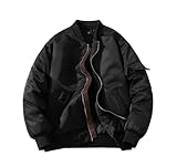 Men's Bomber Jacket - Vintage Solid Hooded Casual Simple American Couple Loose Coat