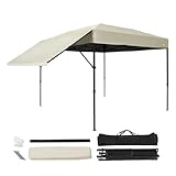 モダンデコ タープテント 3m×3m オーニング付き 防水 UVカット 3段階角度調節 収納ケース付き 日除け ワンタッチ キャンプ アウトドア レジャー用品 (サンドベージュ／ブラックコーティング, 3m)