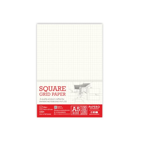 Image of PaperO A5 Square Loose Leaf Grid Paper | 100 GSM | 100 Sheets | (21 x 14.5 cm) | Ideal for Artists & Designers (A5-100 Sheets)