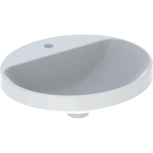 Geberit VariForm Einbauwaschtisch oval, 500x450mm, mit Hahnloch, ohne Überlauf, 500.715.00.2, Farbe: Weiß