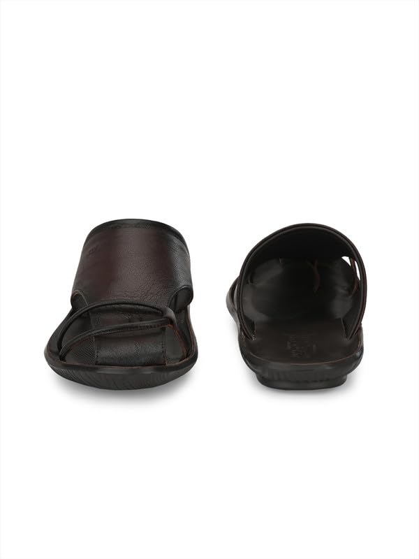 Image of HITZ Men's Brown Leather Casual Slippers