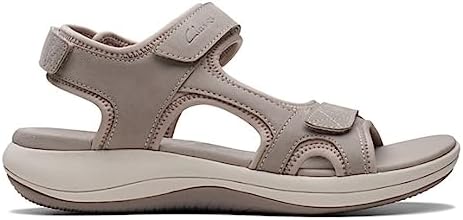 Clarks Women's Mira Bay Flat Sandal, Stone Textile, 8.5 | Image 1