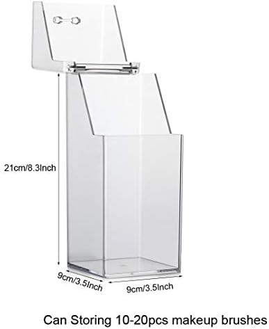 QUUPY Makeup Brush Holder Dustproof Storage Box with Lid Clear Acrylic Cosmetic Organizer Case Cosmetic Brushes Eyebrow Pencil Storage Holder