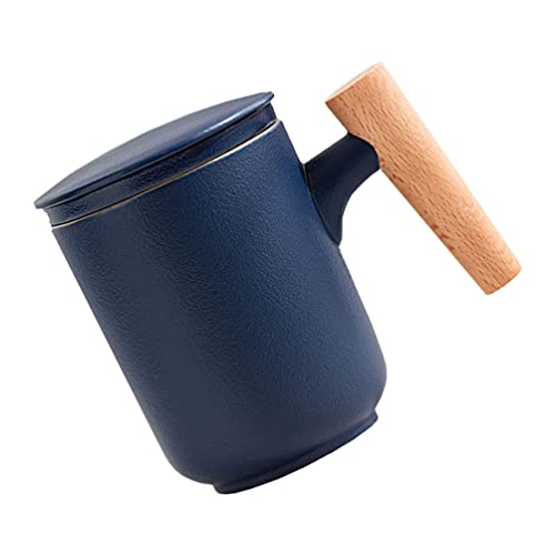 Cabilock Caneca de chá de cerâmica com infusor e tampa, canecas de café de porcelana, copo de água,