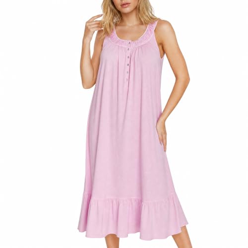 Image of 100% Cotton Nightgowns for Women Soft Ladies Gowns Sleepwear Long Sleeveless Nightgown