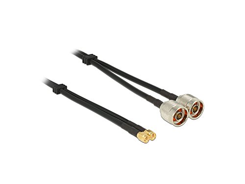 Câble coaxial RG-58 DeLOCK 5 mètres pour liaison d'antenne N et SMA noir