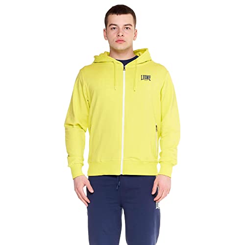Leone - Tuta con Cappuccio da Uomo Fight Fluo - Neon Yellow-Navy Blue (30N10), XXXL