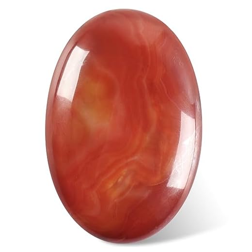 CASMON Red Carnelian Agate Oval Palm Stones, Pocket Worry Stone for Anxiety Stress Relief Therapy, Natural Polished Energy Stone Healing Crystal (1PC)