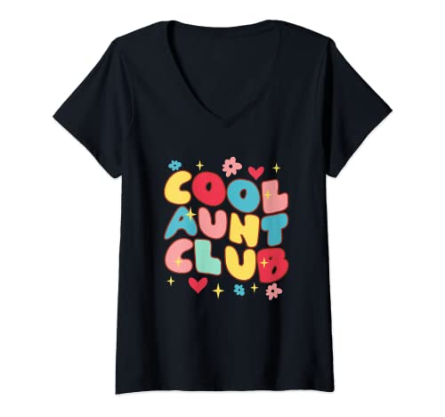 Mulher Cool Aunt Club | sobrinha sobrinho | tia mulheres t-shirt decote em V, Preto, S