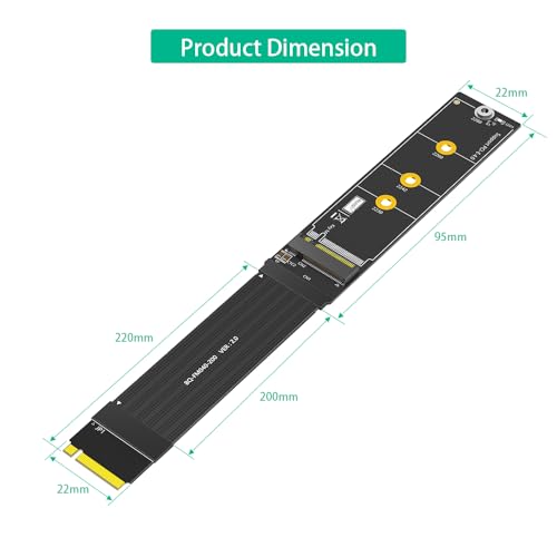 Sintech M.2 NVME Extender,NGFF M-KEY PCIe SSD Extention Card With Anti-electromagnetic Foiled Cable 20CMS