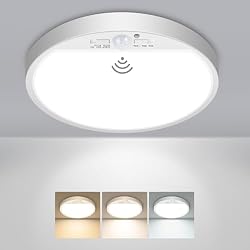 slochi Motion Sensor Light Indoor Hardwired PIR, 3000K/4000K/6500K LED Closet Lights Motion Sensored, 15W 1500LM 7 in, Timer, Motion Activated Flush Mount Ceiling Light for Hallway Wall Pantry, White