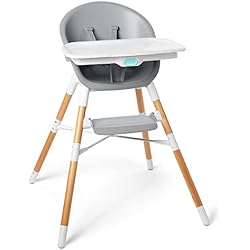 Skip Hop Baby High Chair 4 in 1 Convertible High Chair, EON, Grey/White