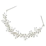 [ジュエルボックス] JewelVOX ヘアアクセサリー レディース ヘアコーム ヘッドドレス ゴールド パール風 ビーズ 大人 (【C】シルバー)