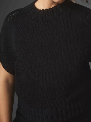 Image of Jenkoon Women's Ultra Soft Fashion Sweater Vest Mock-Neck Extended Shoulder Sweater Vest Cap Sleeve Knit Pullover