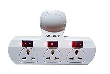 Ambert 3 Socket 3 Switch Extension Boards with Individual Switches 6 Amp Multiplug with Universal Sockets Multiplug with Universal Socket