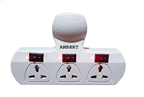 Ambert 3 Socket 3 Switch Extension Boards with Individual Switches 6 Amp Multiplug with Universal Sockets Multiplug with Universal Socket White-image-4