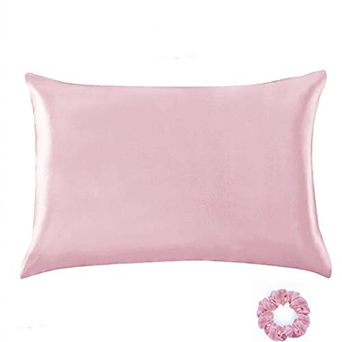 FLCA - Funda de almohada de seda de morera 100 % pura, 19 Momme Charmeuse en ambos lados, hipoalergénica, con cremallera oculta, 1 unidad, 50 x 75 cm, seda sintética, Rosa, Standard(50x75cm) Cover