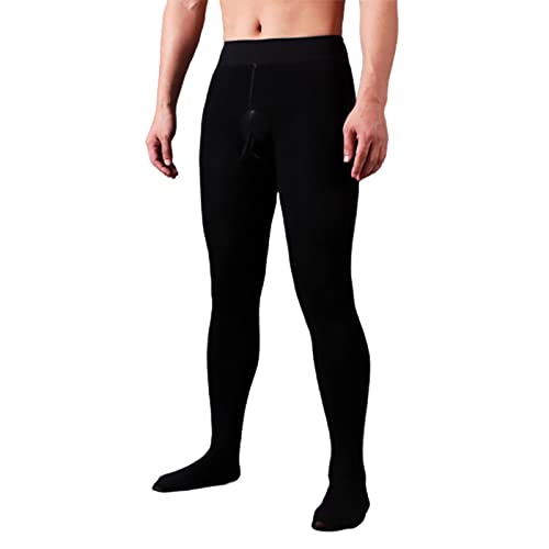 7HAHA3 3 STÜCKE Herren Winter Warme Strumpfhosen Fleece Superelastische Strumpfhosen Strümpfe Samt Dicke Leggings Mit Schritt,Black,150g(5.3oz)