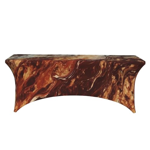 Nappe marron marbre 1,8m rectangulaire en élasthanne extensible - 3