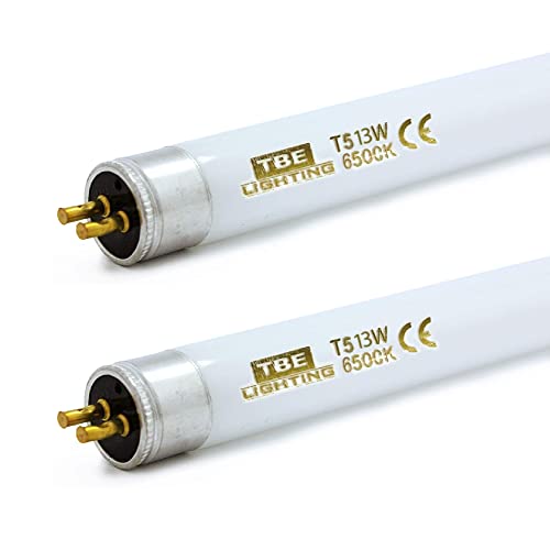 TBE LIGHTING T5 13w Fluorescent Tube Lamps 517mm - CFL Bulbs - G5 2-Pin Base Fittings - T5 High Efficiency Lamps, Day Light White 6500K (4-Pack)