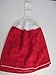 Crocheted Full Towel Valentine Bears and Hearts Kitchen Towel with Metallic White Yarn