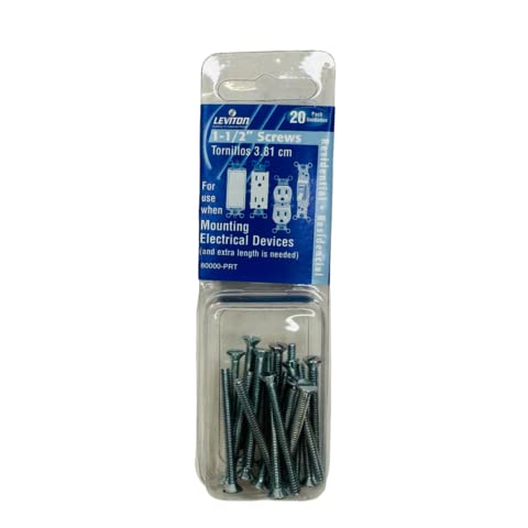 20 Leviton Extra Long 1-1/2" 6-32 Thread Flat Head Device Mounting Screws 80000-PRT