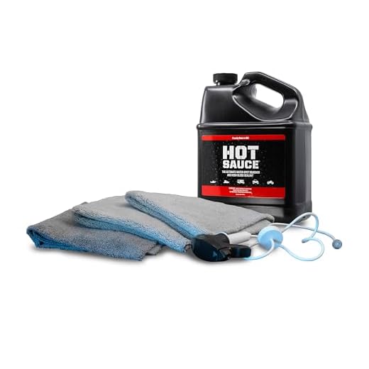 Boat Bling Hot Sauce To Go Kit, Hard Water Spot Remover, 1 Gallon with 3-Foot Sprayer and 3-Pack Microfiber Towels